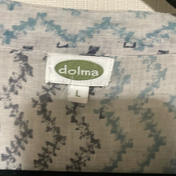 Dolma Women Long Sleeve V Neck Blouse Blue Gray Zigzag Large - Picture 7 of 9